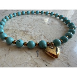 Naszyjnik serce + bransoletka ( turkus)