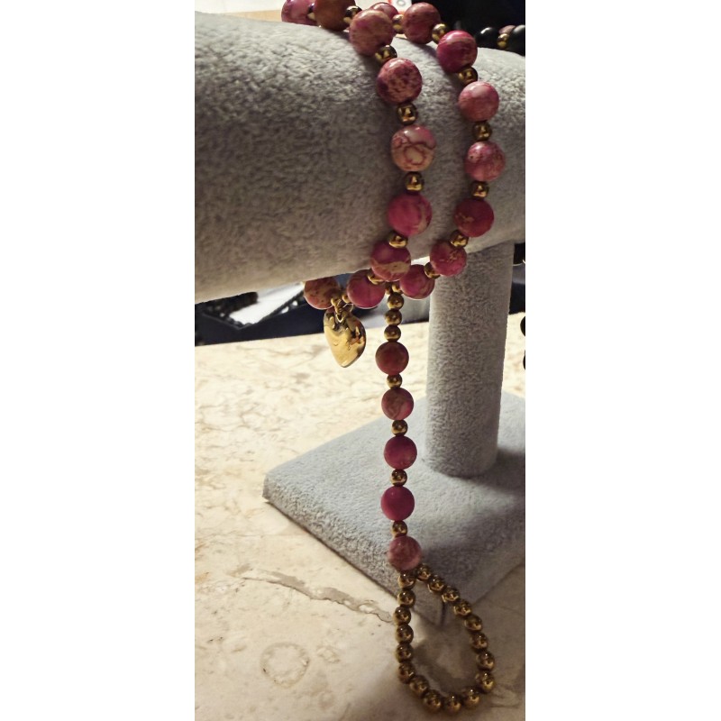 Zestaw 2 bransoletek ( serce + na palec) fuksja