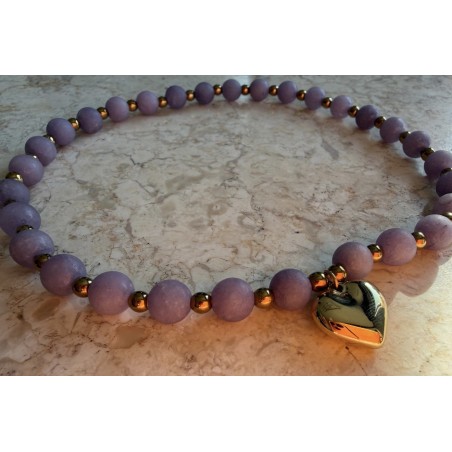 Lawendowy choker serce