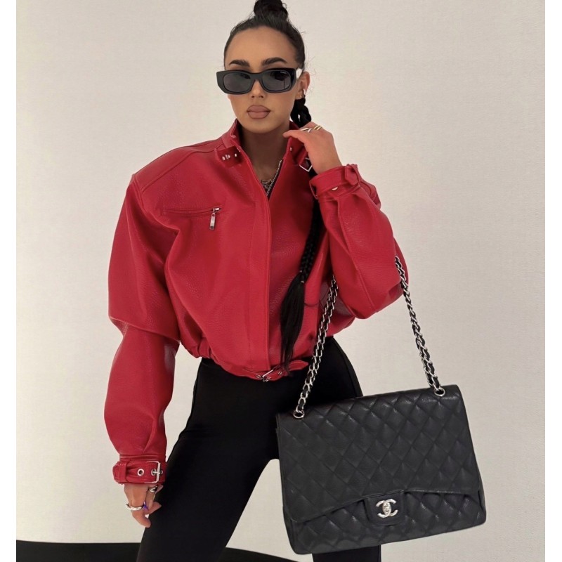 Bomberka Lamilla czerwien eko skora