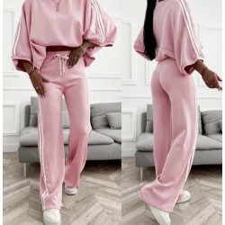 Komplet z lampasem róż