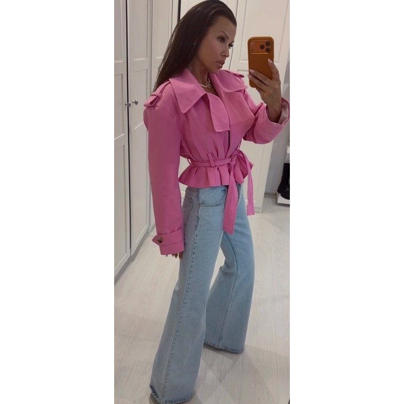 Jeansowy trench  pink