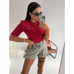 Body Lamilla krotki rekaw bordo