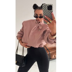 Kurtka Lamilla bomber brudny roz plecionka