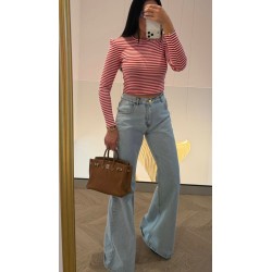 Prazkowany top Lamilla w paski czerwone