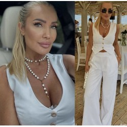 Rozaniec  z kamieni naturalnych bialy PODWOJNY