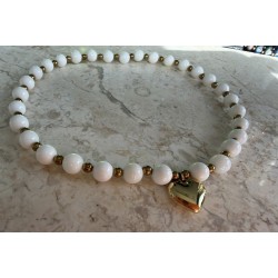 Choker bialy z sercem - kamienie naturalne
