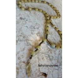 Naszyjnik z nefrutu bursztynowego z cytrynem zawieszka