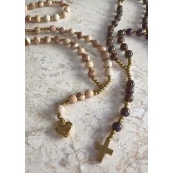 Rozaniec bezowa mozaika dlugi ( moze byc serce zamiast krzyzyka)