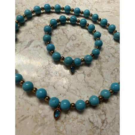 Zestaw turkusowy z cyrkonia