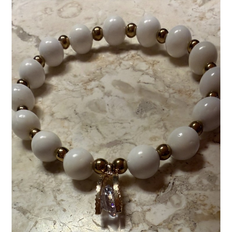 Bransoletka z agatu z cyrkoniowa zawieszka