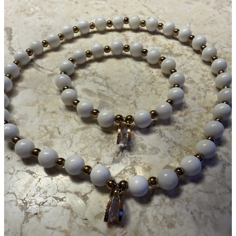 Choker z agatu z cyrkoniowa zawieszka