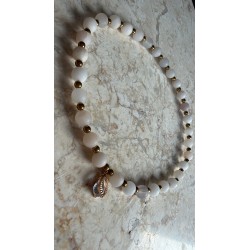 Choker kremowo transparentny z cyrkonia lezka