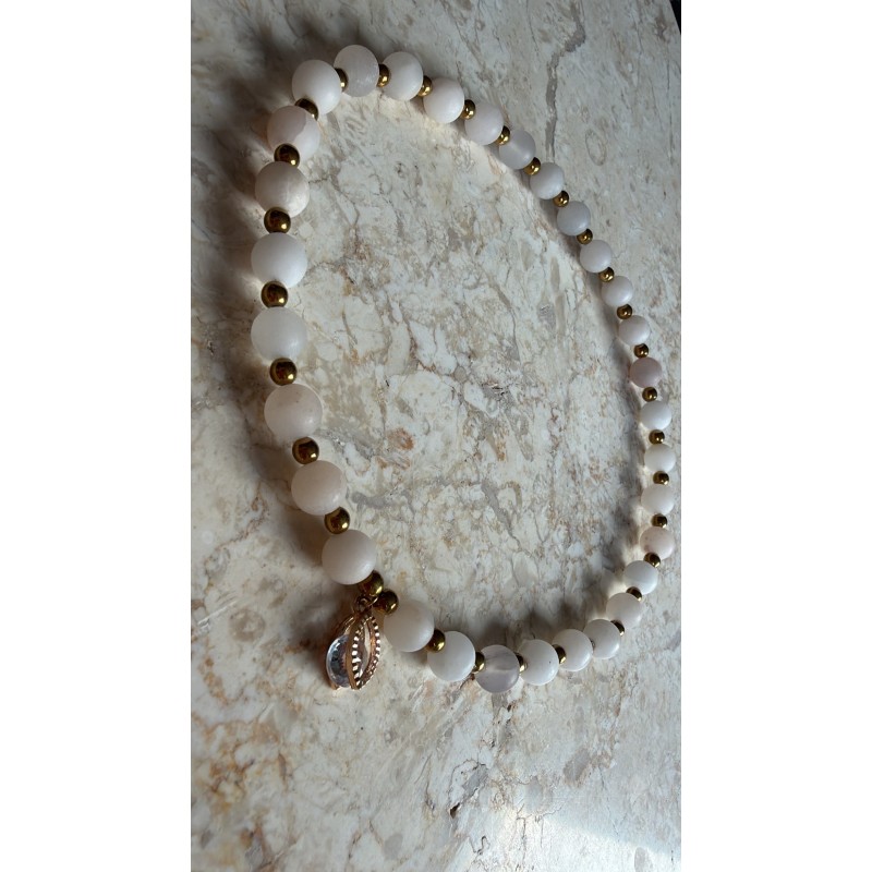 Choker kremowo transparentny z cyrkonia lezka