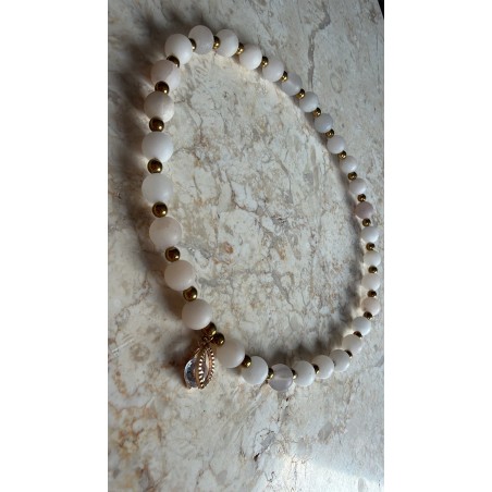 Choker kremowo transparentny z cyrkonia lezka