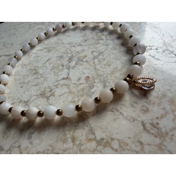 Choker kremowo transparentny z cyrkonia lezka