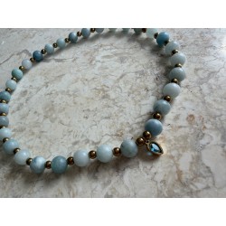 Blekitny choker z turkusowa lezka cyrkonia