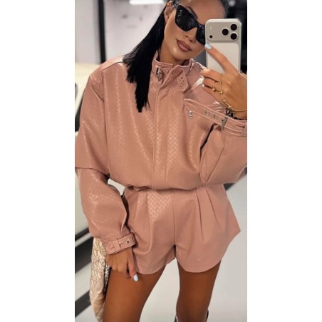 Kurtka Lamilla bomber brudny roz plecionka