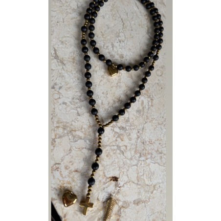 Zestaw z onyksu choker + rozaniec