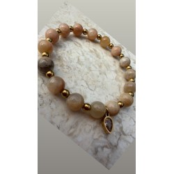 Bransoletka kamien sloneczny z bezowa cyrkonia