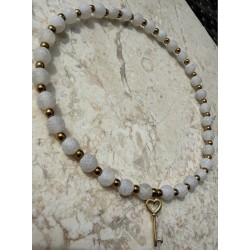 Choker agat  trawiony z  kluczykiem