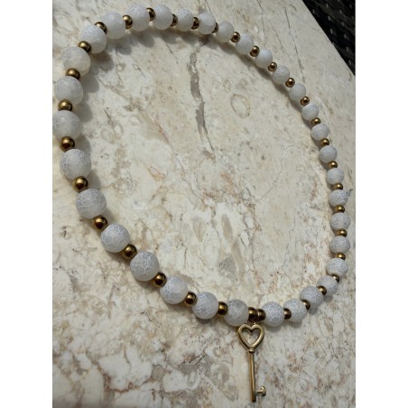 Choker agat  trawiony z  kluczykiem