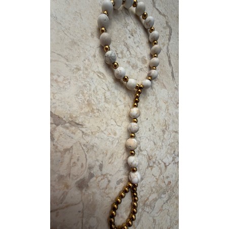 Matowa bransoletka kremowo bezowa na palec