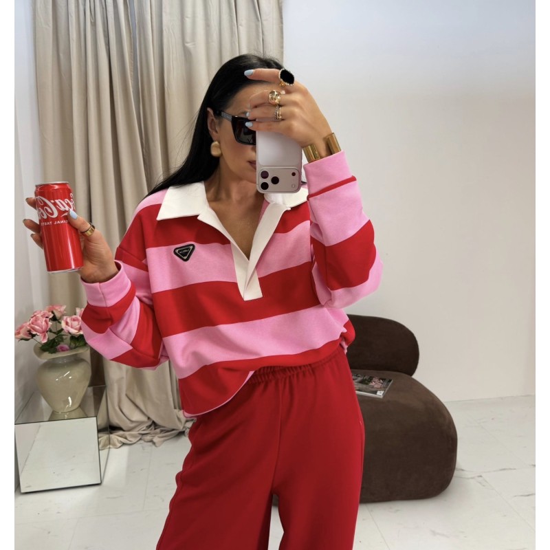 Polo Lamilla paski rozowe