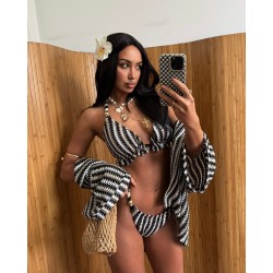 Bikini push up Zygzak czarne