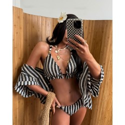 Bikini push up Zygzak czarne
