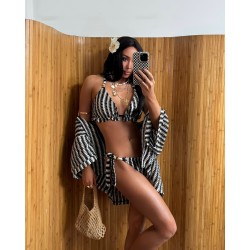 Bikini push up Zygzak czarne