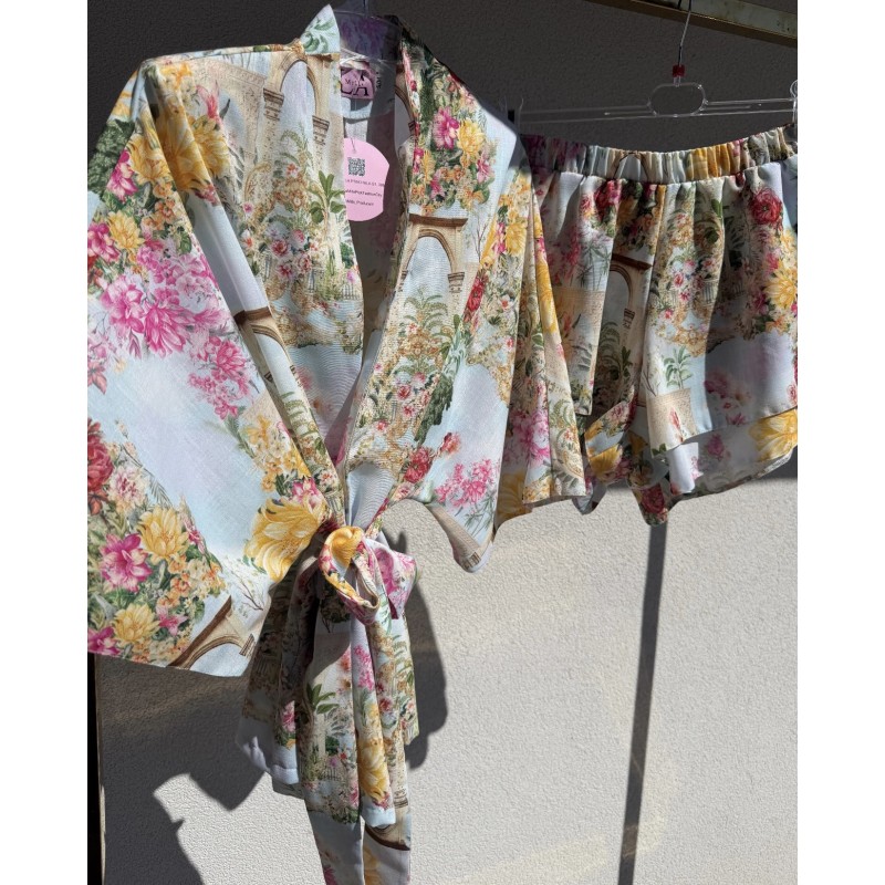 Lniany set kimono Pallazo
