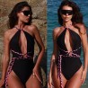 Monikini body Lamilla warkocz czarny z rozem