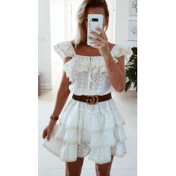 Sukienka Lori biel z bezem