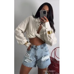 Spodenki jeansowe Lamilla dziury blekit