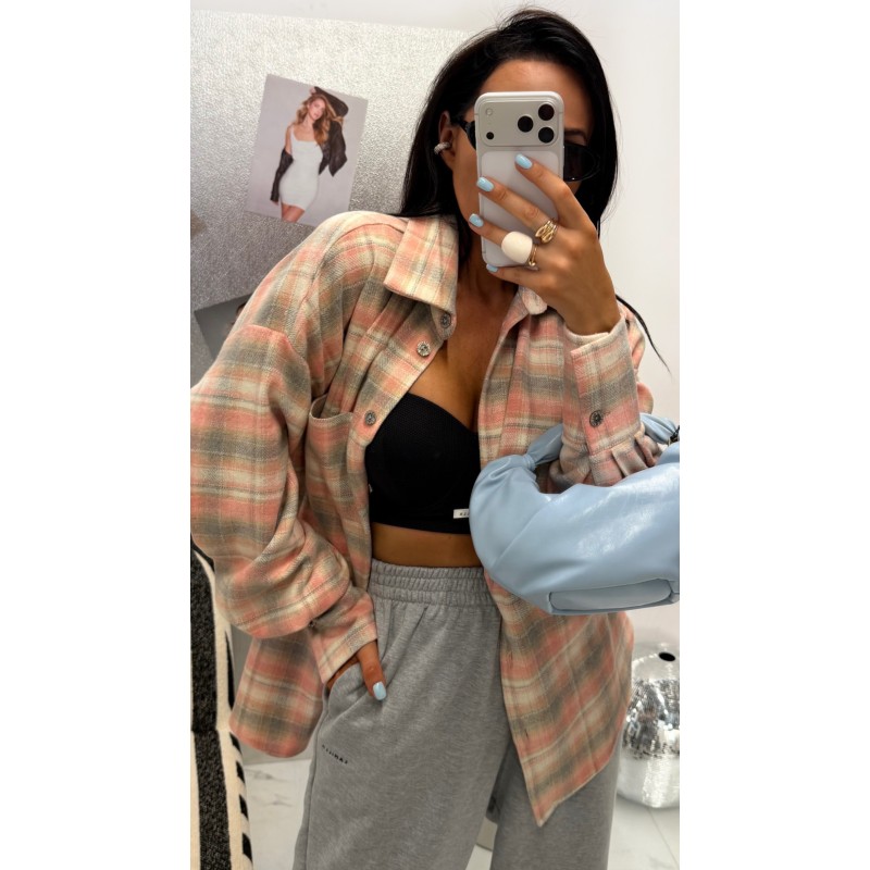 Flanelowa koszula Lamilla grey/pink