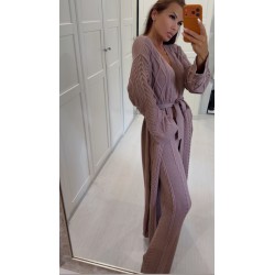 Lamilla Set Dlugi kardigan  + spodnie mocca